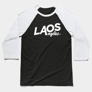 Laos Angeles White Logo Baseball T-Shirt